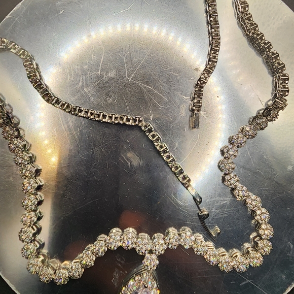 Silver Tone Cubic ZirconiaNecklace and Bracelet Set - Picture 15 of 16